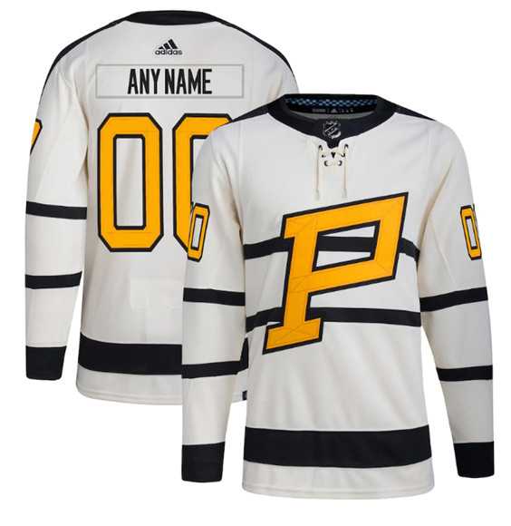 Mens Pittsburgh Penguins Custom Cream 2023 Winter Classic Stitched Jersey